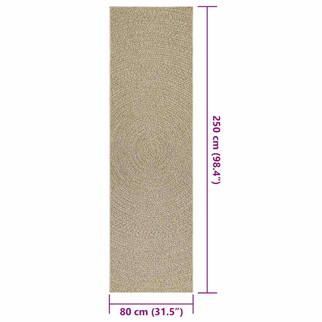 Tappeto ZIZUR Beige 80x250 cm Aspetto Iuta Interni ed Esterni