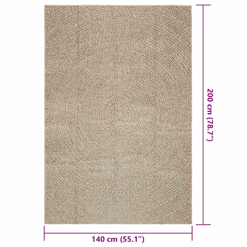 Tappeto ZIZUR Beige 140x200 cm Aspetto Iuta Interni ed Esterni - homemem39