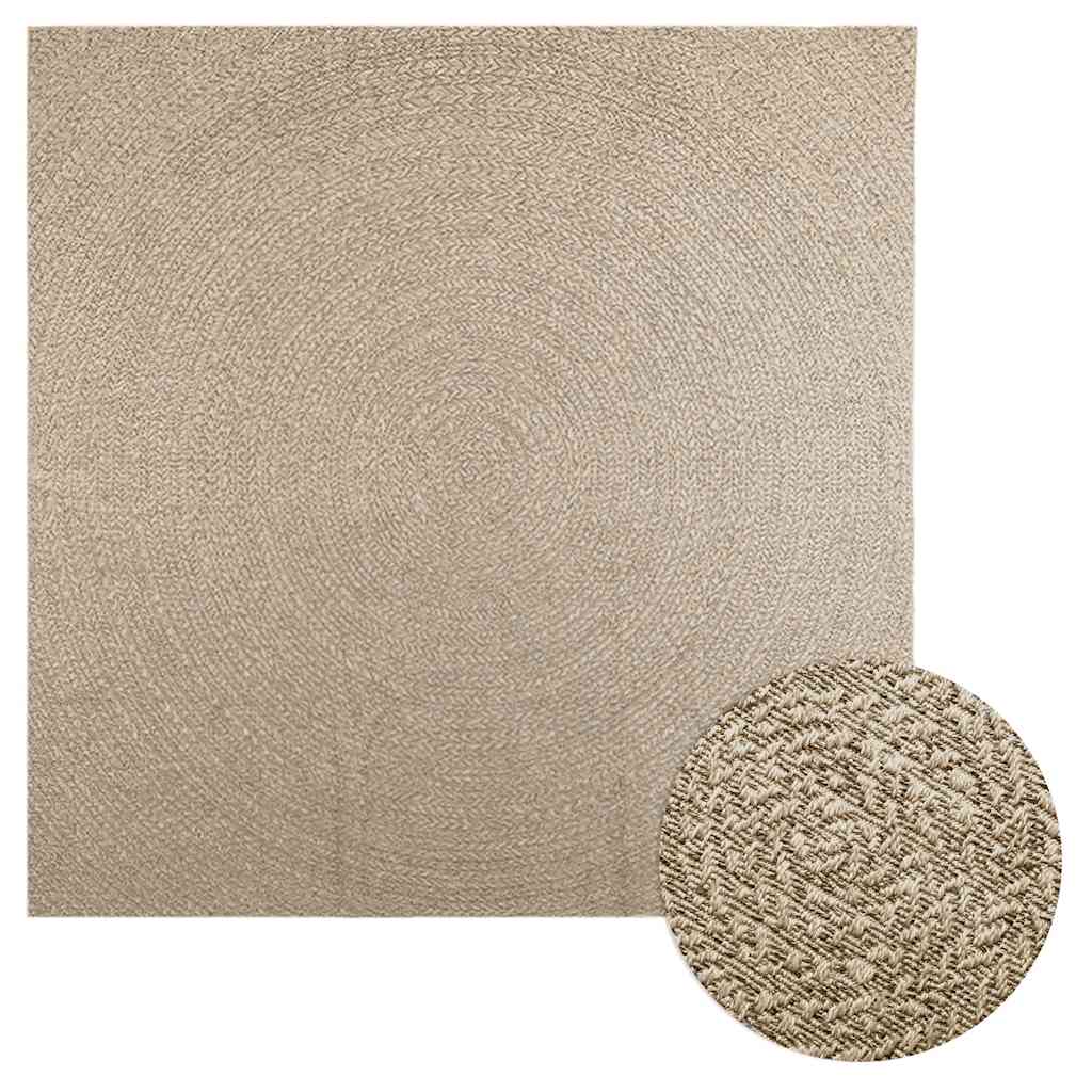 Tappeto ZIZUR Beige 240x240 cm Aspetto Iuta Interni ed Esterni