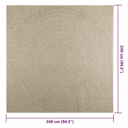 Tappeto ZIZUR Beige 240x240 cm Aspetto Iuta Interni ed Esterni