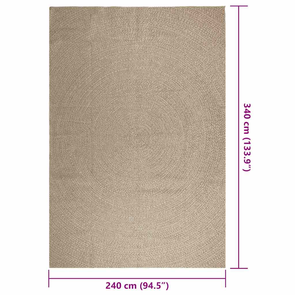 Tappeto ZIZUR Beige 240x340 cm Aspetto Iuta Interni ed Esterni - homemem39