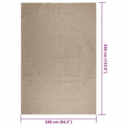 Tappeto ZIZUR Beige 240x340 cm Aspetto Iuta Interni ed Esterni