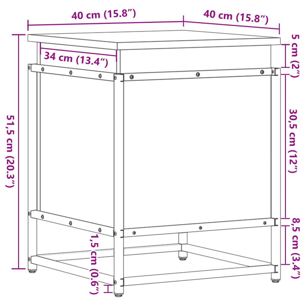 Contenitore con Coperchio Nero 40x40x51,5 cm in Truciolato - homemem39