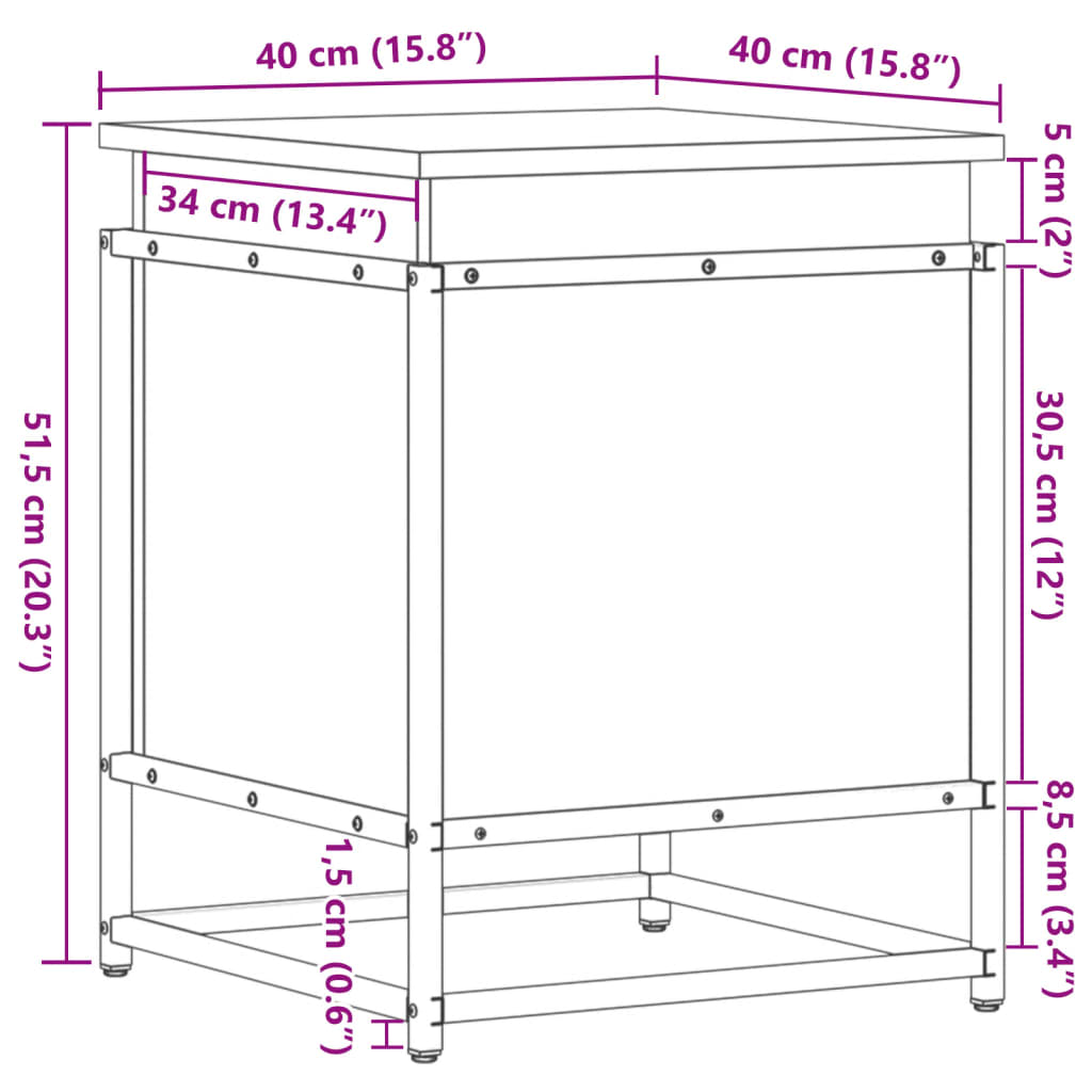 Contenitore con Coperchio Grigio Sonoma 40x40x51,5cm Truciolato - homemem39