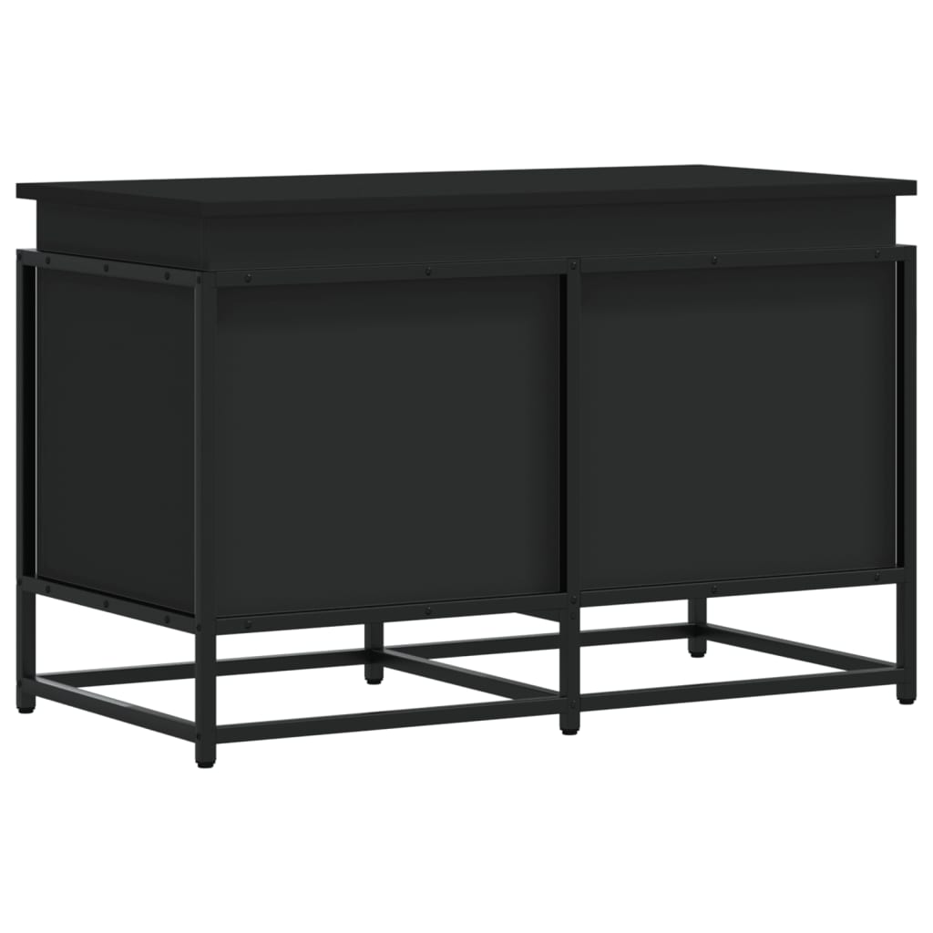 Contenitore con Coperchio Nero 80x40x51,5 cm in Truciolato - homemem39