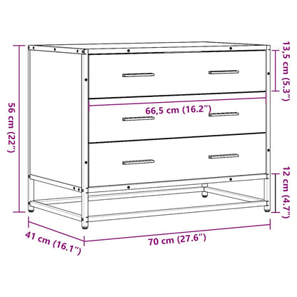 Cassettiera Nera 70x41x56 cm in Legno Multistrato