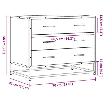 Cassettiera Grigio Sonoma 70x41x56 cm in Legno Multistrato