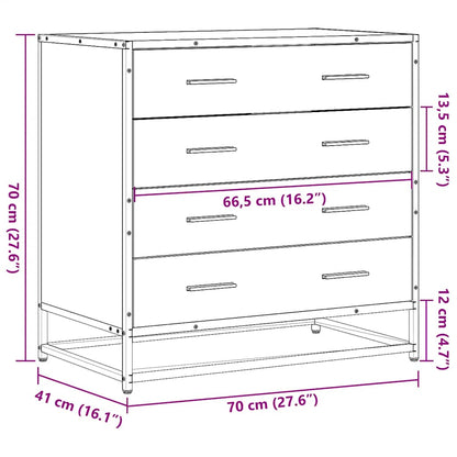 Cassettiera Grigio Sonoma 70x41x70 cm in Legno Multistrato