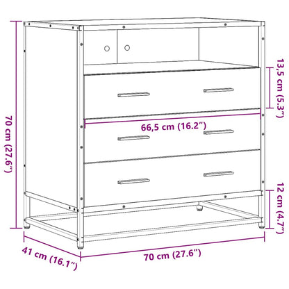 Cassettiera Grigio Sonoma 70x41x70 cm in Legno Multistrato