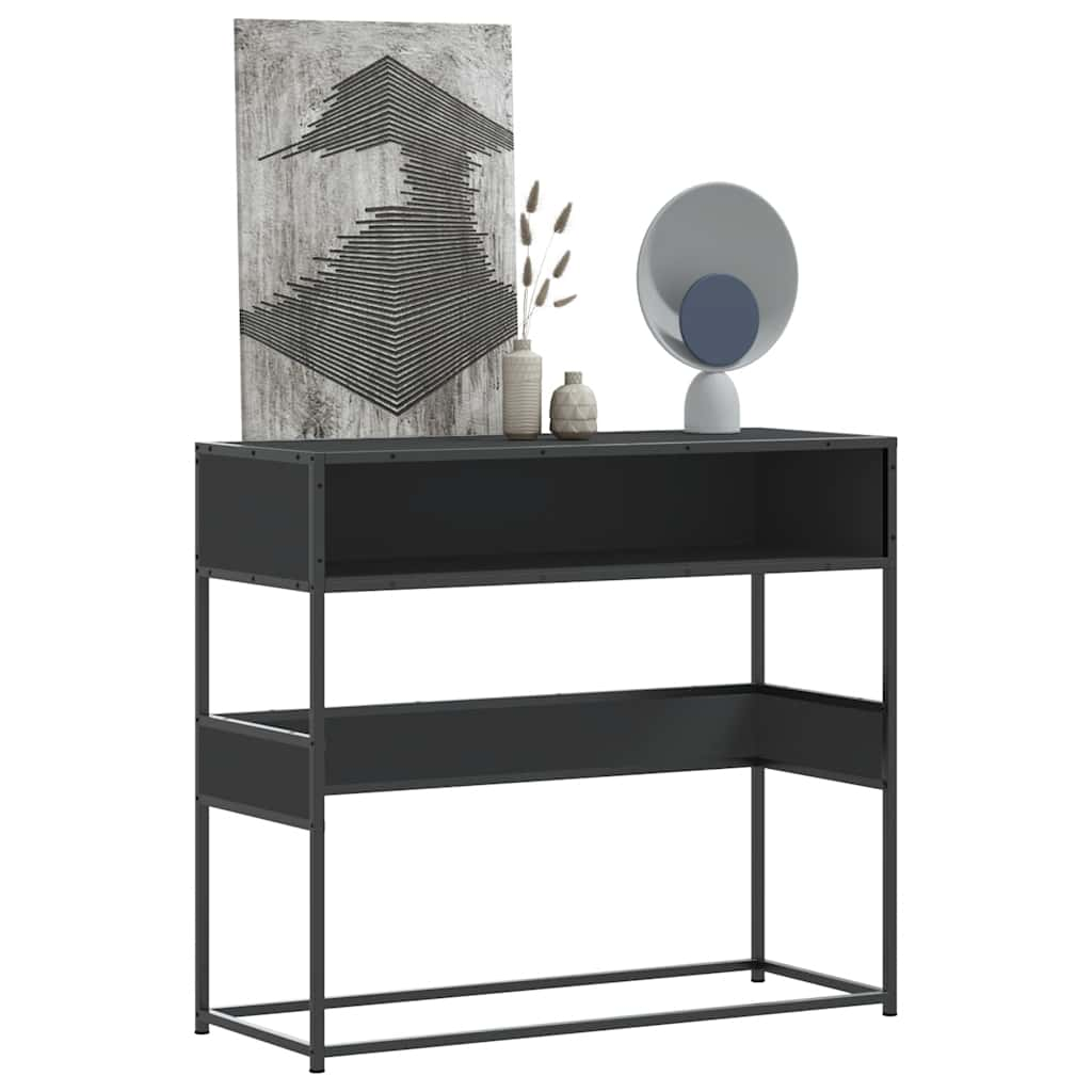 Tavolino Consolle Nero 90x35x80 cm in Legno Multistrato - homemem39