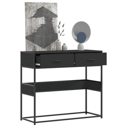 Tavolino Consolle Nero 90x35x80 cm in Legno Multistrato - homemem39