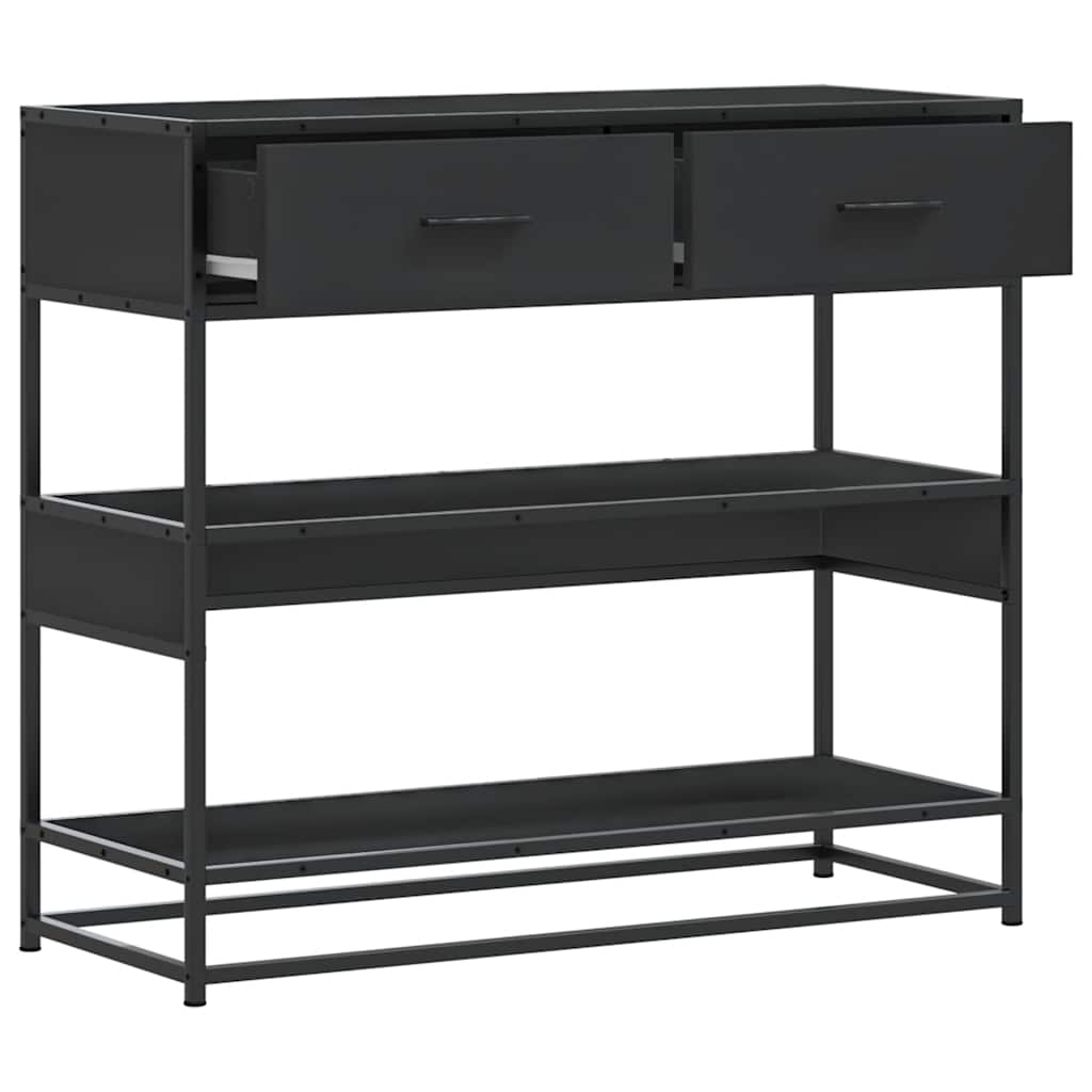 Tavolino Consolle Nero 90x35x80 cm in Legno Multistrato - homemem39