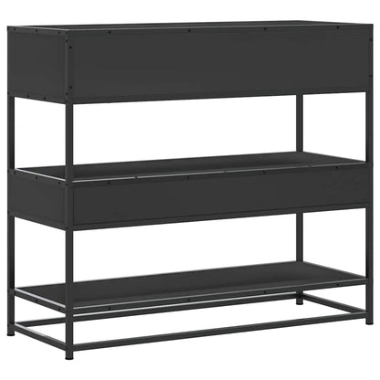 Tavolino Consolle Nero 90x35x80 cm in Legno Multistrato - homemem39