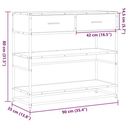 Tavolino Consolle Nero 90x35x80 cm in Legno Multistrato - homemem39