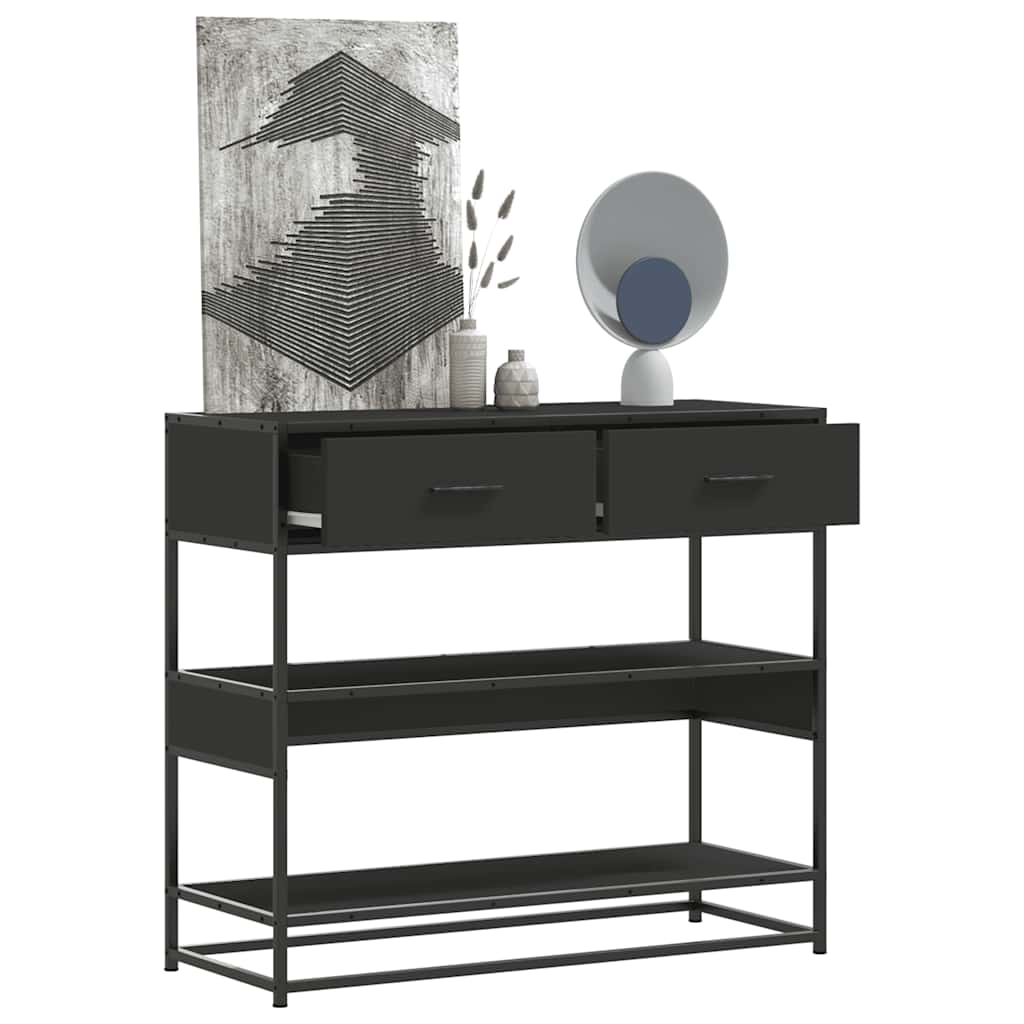 Tavolino Consolle Nero 90x35x80 cm in Legno Multistrato - homemem39