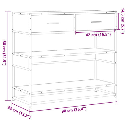 Tavolo Consolle Rovere Sonoma 90x35x80 cm in Legno Multistrato - homemem39