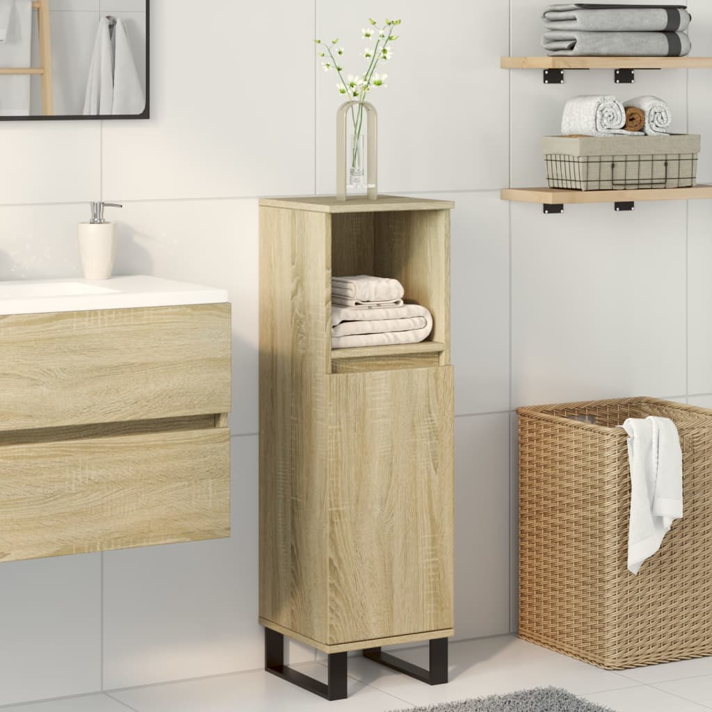 Armadietto da Bagno Rovere Sonoma 30x30x100cm Legno Multistrato - homemem39