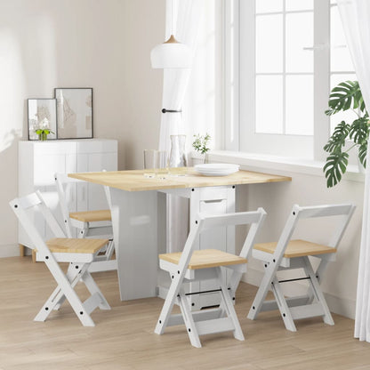 Set da Pranzo 5 pz Corona Pieghevole Bianco in Legno di Pino - homemem39