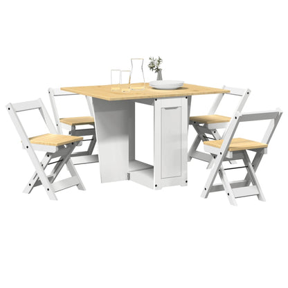 Set da Pranzo 5 pz Corona Pieghevole Bianco in Legno di Pino - homemem39