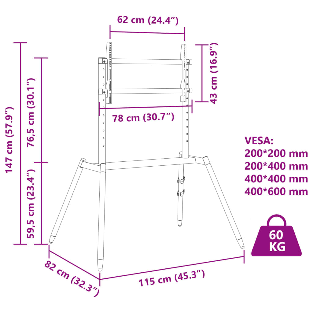 Piedistallo TV per Schermo 37" - 86" Max VESA 400x600 mm 60 kg