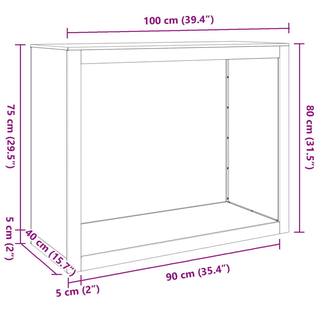 Rastrelliera per Legna da Ardere Antracite 100x40x80 cm Acciaio - homemem39