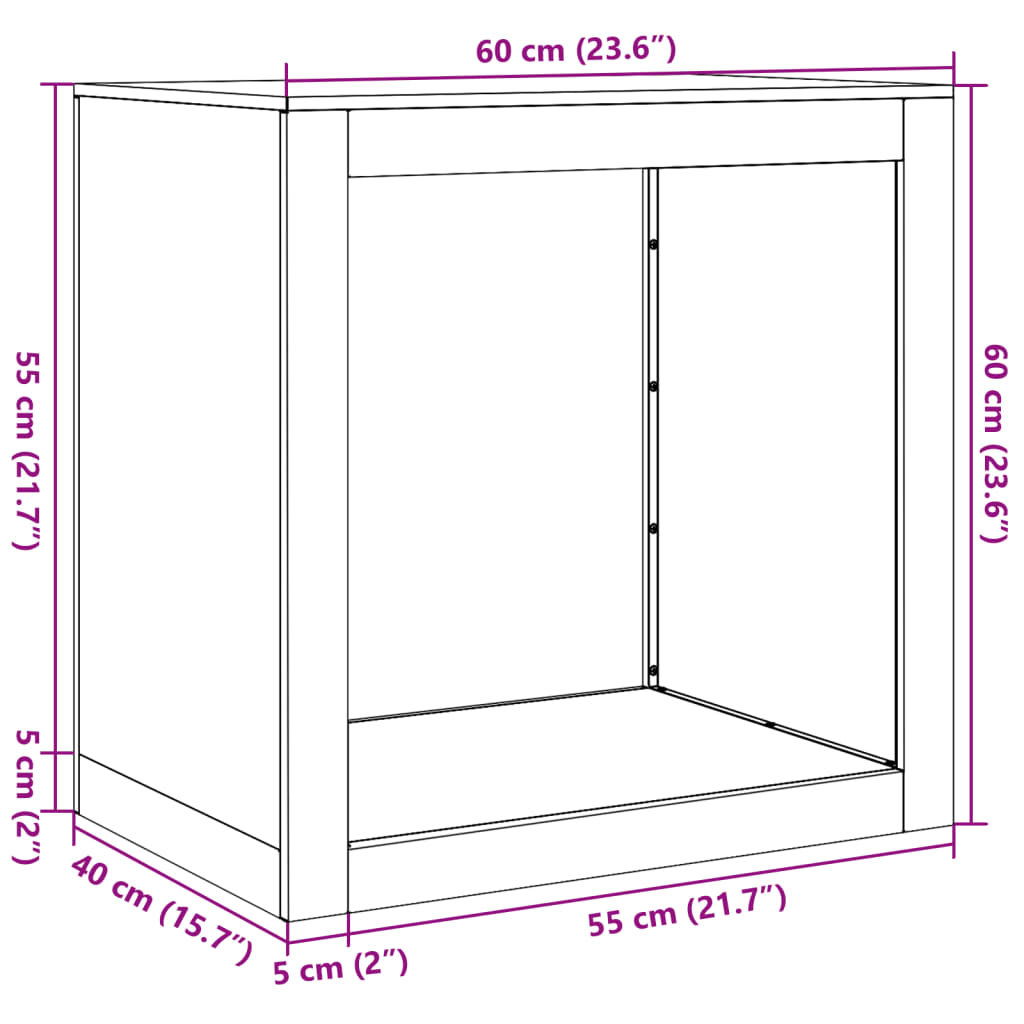 Rastrelliera per Legna da Ardere Antracite 60x40x60 cm Acciaio