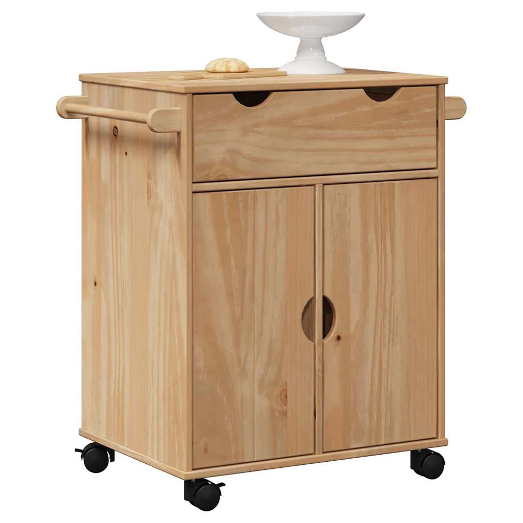 Carrello da Cucina OTTA 59x45x80 cm in Legno Massello di Pino