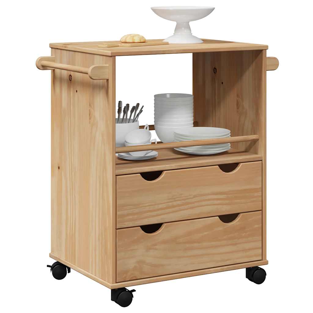 Carrello da Cucina OTTA 59x45x80 cm in Legno Massello di Pino