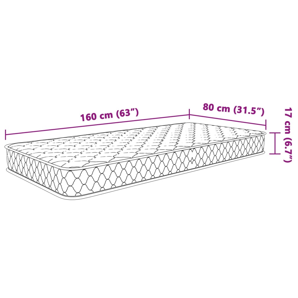 Materasso Viscoelastico Bianco 80x160x17 cm - homemem39