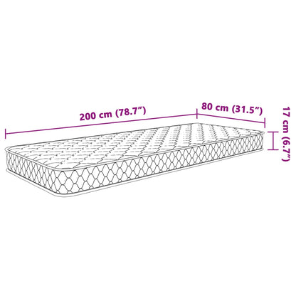 Materasso Viscoelastico Bianco 80x200x17 cm - homemem39