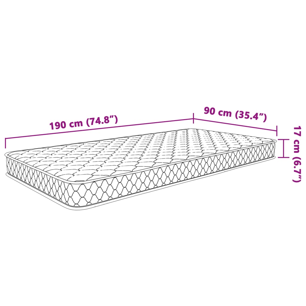 Materasso Viscoelastico Bianco 90x190x17 cm - homemem39