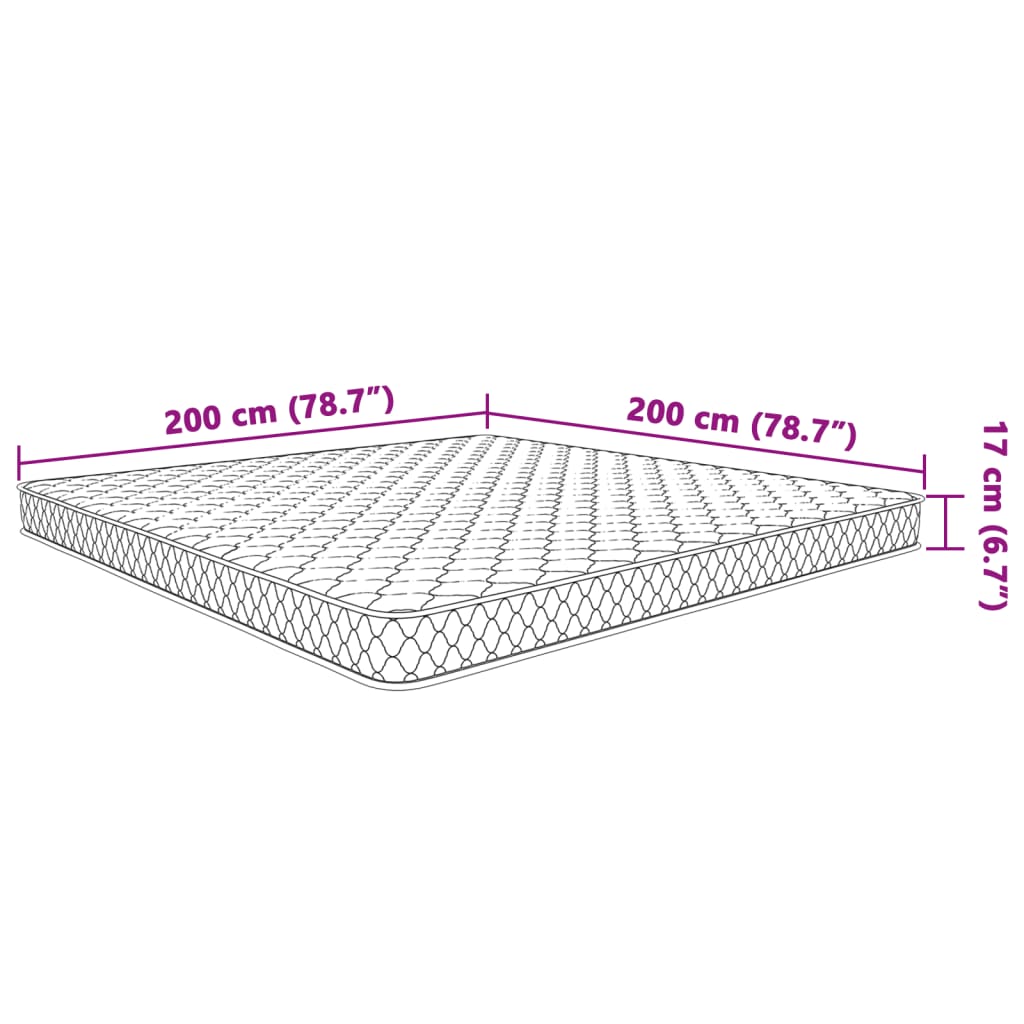 Materasso Viscoelastico Bianco 200x200x17 cm - homemem39