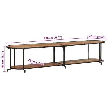 Mobile Porta TV 200x42x40 cm in Legno Massello di Acacia