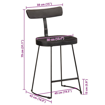 Sgabelli da Bar 2 pz Neri 49x43x79 cm Legno Massello di Mango