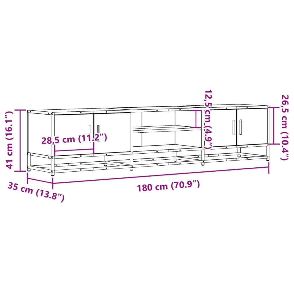 Mobile Porta TV Rovere Sonoma 180x35x41 cm in Truciolato