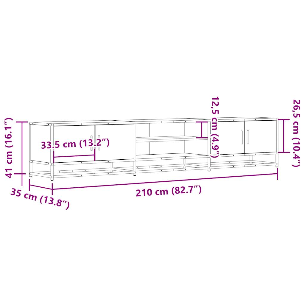 Mobile per TV Rovere Sonoma 210x35x41 cm in Truciolato