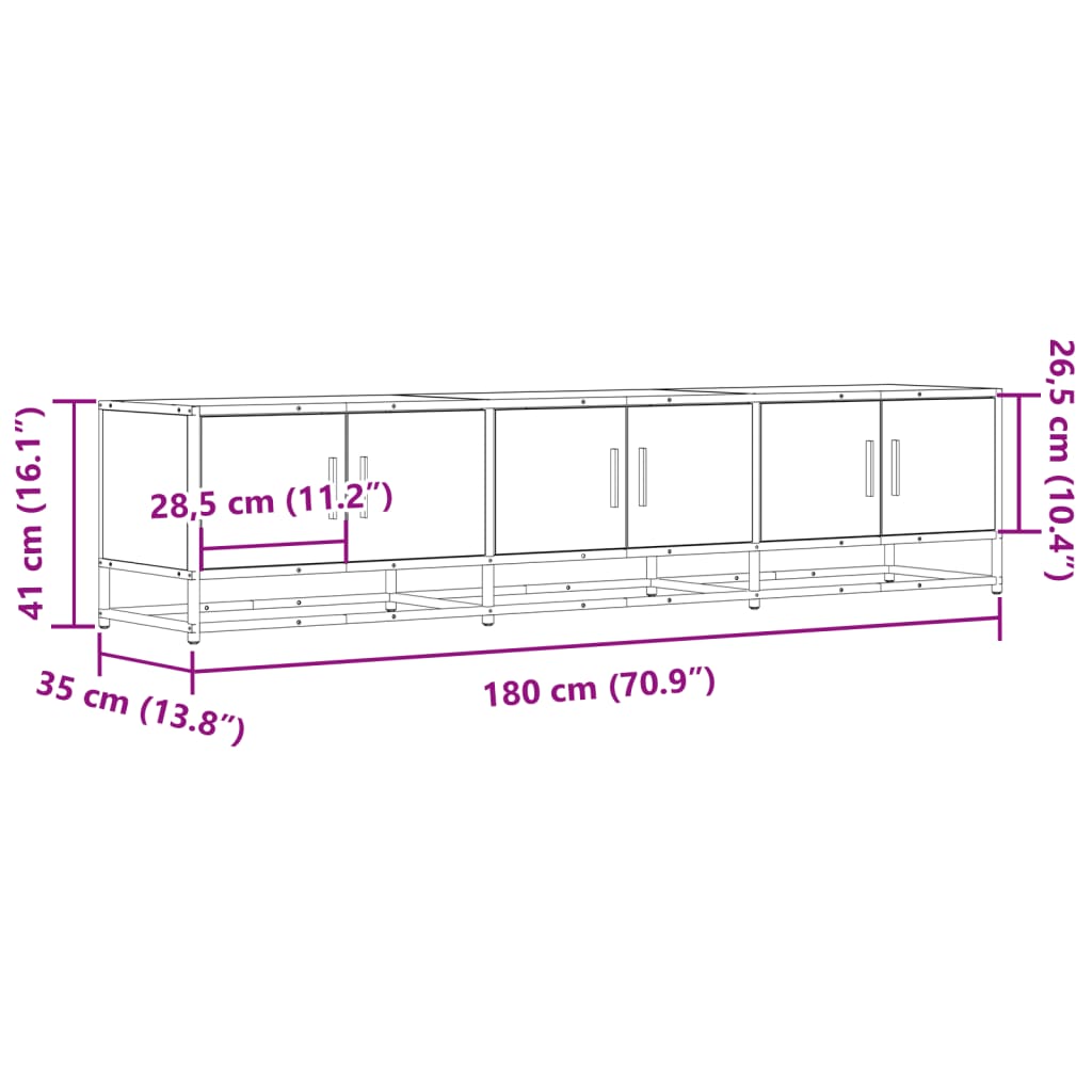 Mobile Porta TV Rovere Fumo 180x35x41 cm in Truciolato - homemem39