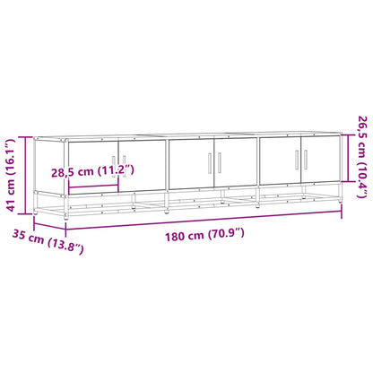 Mobile Porta TV Rovere Fumo 180x35x41 cm in Truciolato