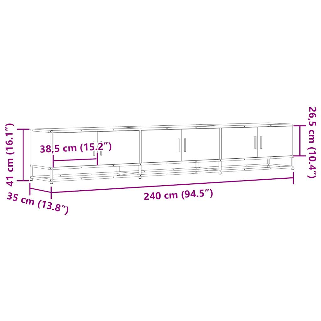 Mobile TV Grigio Sonoma 240x35x41 cm in Legno Multistrato