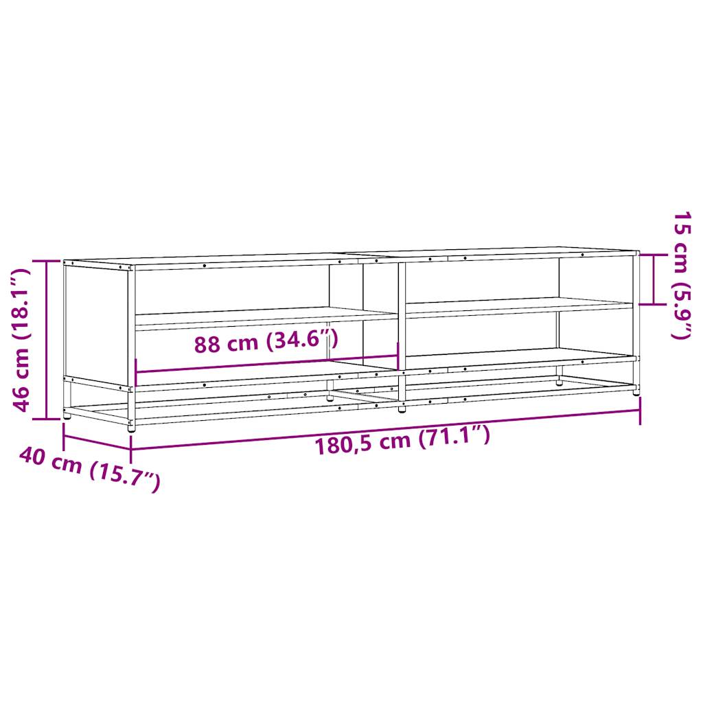 Mobile Porta TV Nero 180,5x40x46 cm in Truciolato