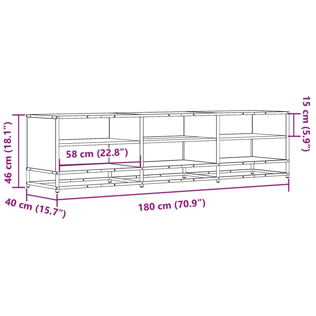 Mobile Porta TV Rovere Fumo 180x40x46 cm in Truciolato - homemem39