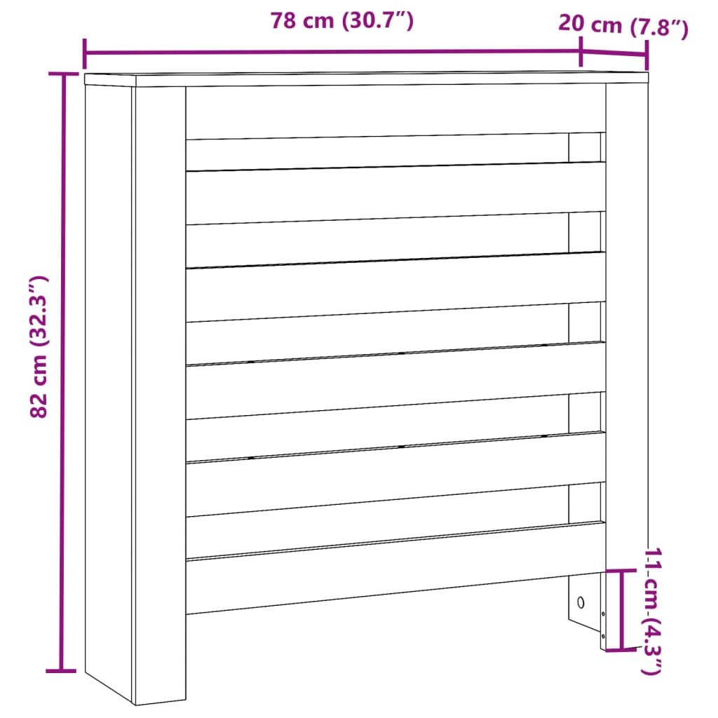 Copertura Termosifone Bianca 78x20x82 cm Legno Multistrato