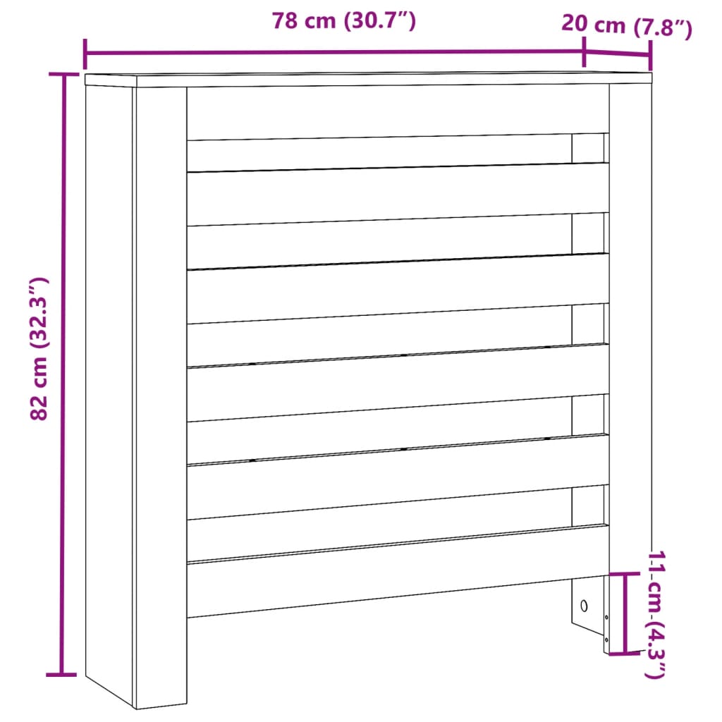 Copertura Termosifone Grigio Sonoma 78x20x82 Legno Multistrato - homemem39