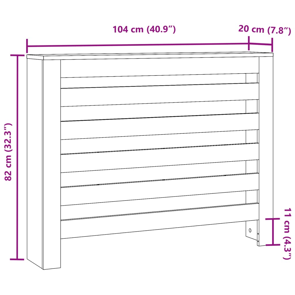 Copertura Termosifone Grigio Sonoma 104x20x82 Legno Multistrato - homemem39