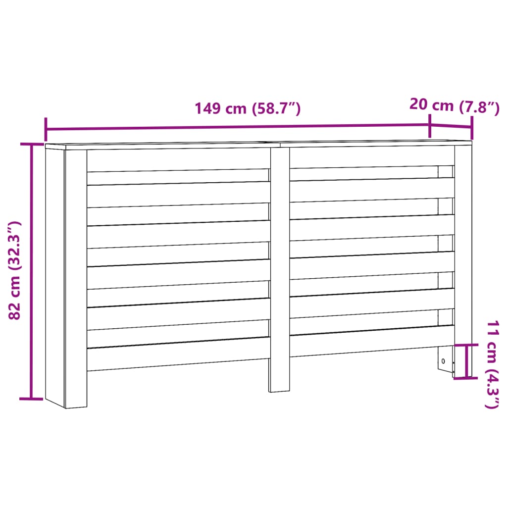 Copertura Termosifone Grigio Cemento 149x20x82cm in Multistrato