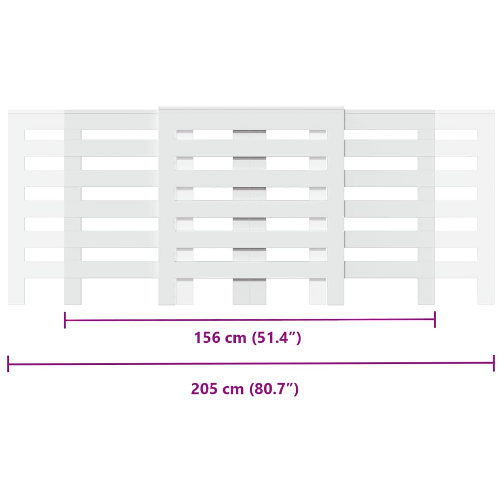 Copertura Termosifone Bianca 205x21,5x83,5 cm Legno Multistrato - homemem39