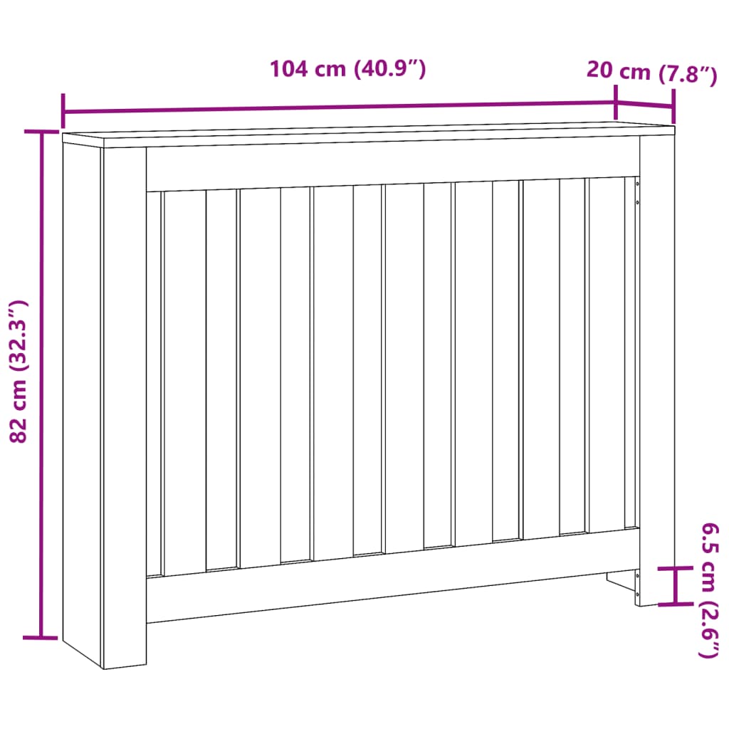 Copertura Termosifone Grigio Cemento 104x20x82cm in Multistrato - homemem39