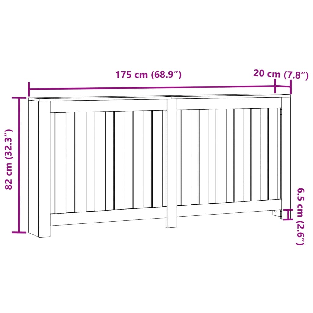 Copertura Termosifone Rovere 175x20x82 cm in Legno Multistrato - homemem39