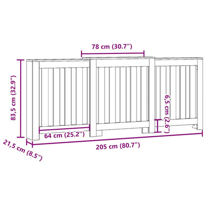 Copertura Termosifone Grigio Sonoma 205x21,5x83,5cm Multistrato