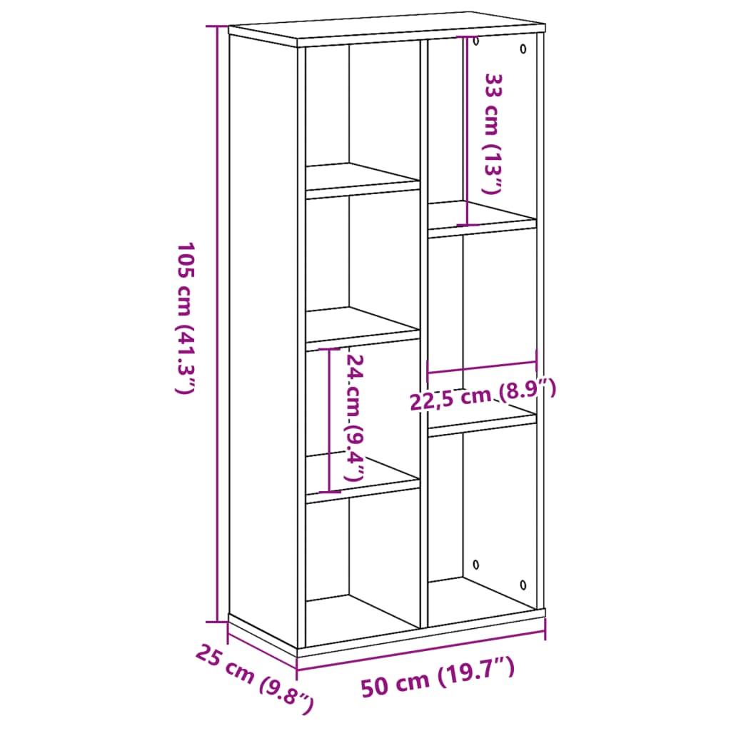 Libreria Rovere Artigianale 50x25x105 cm in Legno Multistrato